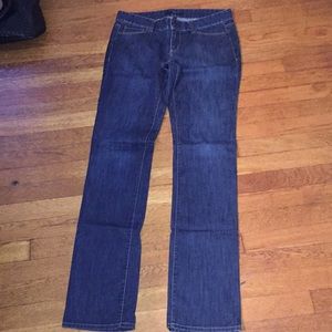 Straight legged blue jeans